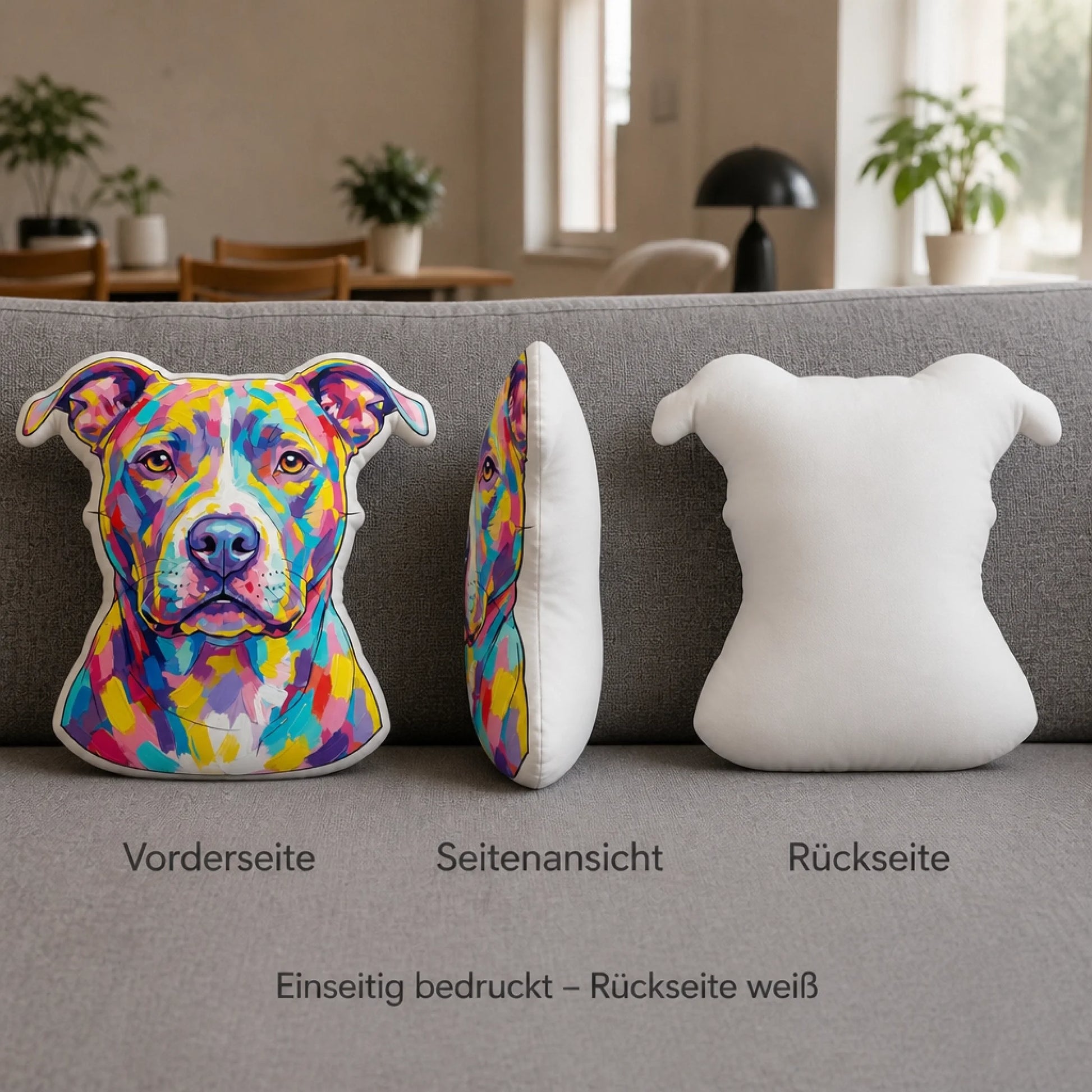 Formkissen von vorne, von der Seite und von hinten im Vergleich