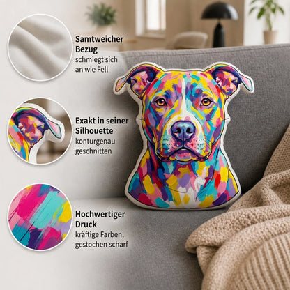 Samtweicher Velours und konturgenaue Naht am personalisierten Hundekissen
