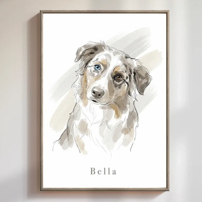 Personalisiertes Tierportrait als Poster mit Holzrahmen in Eiche