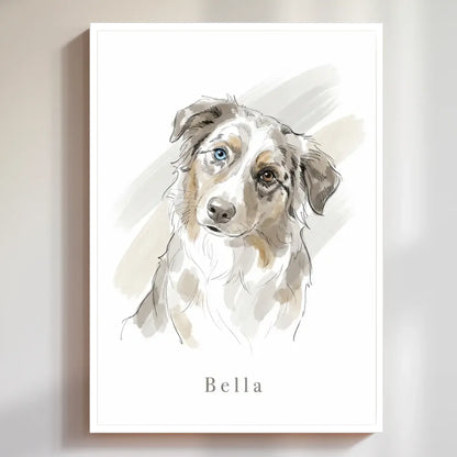 Personalisiertes Tierportrait als Poster mit weißem Holzrahmen