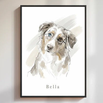 Personalisiertes Tierportrait als Poster mit schwarzem Holzrahmen