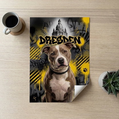 Ungerahmtes Poster mit deinem Hund im Graffiti-Stil