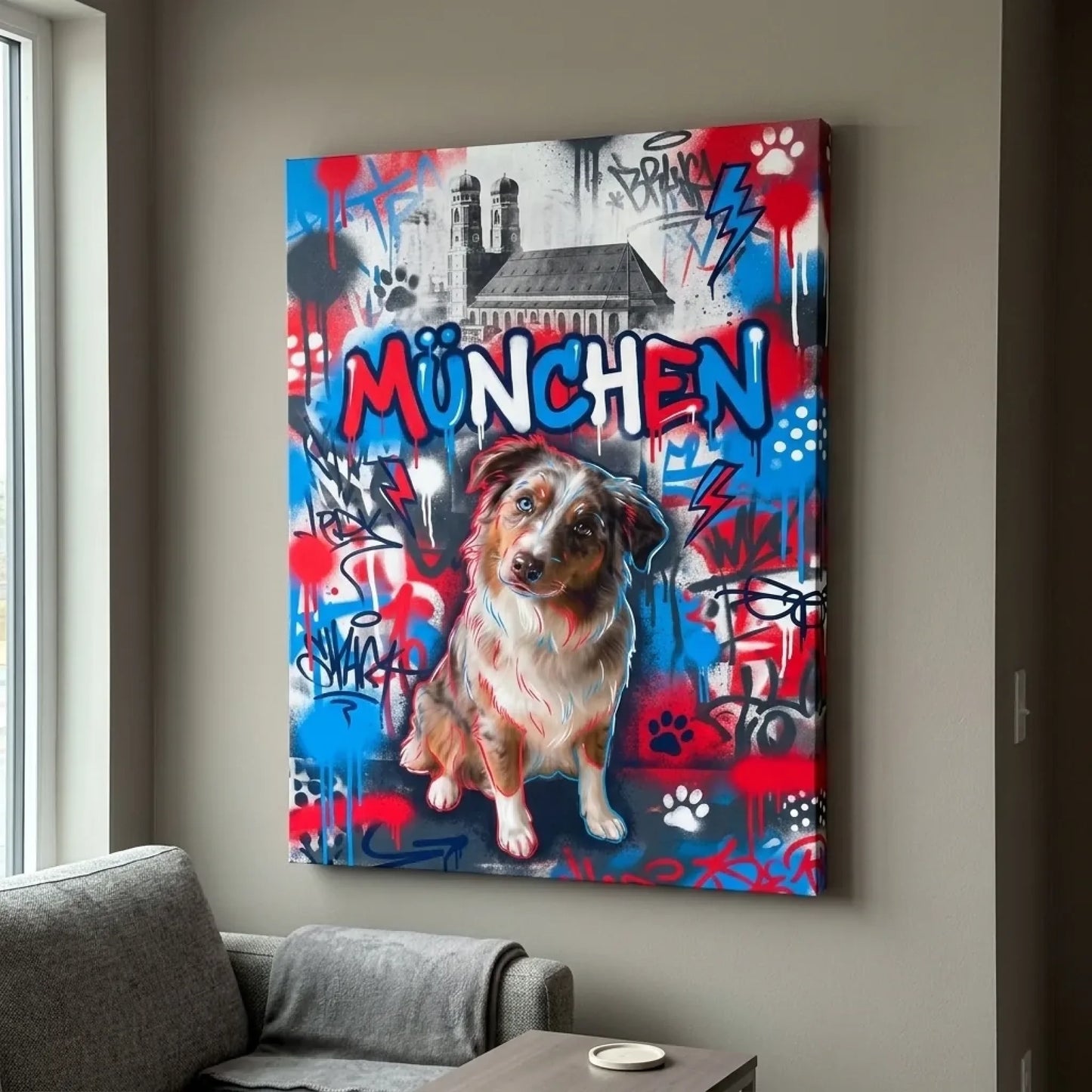 Wanddeko mit deinem Hund im Street-Art-Look