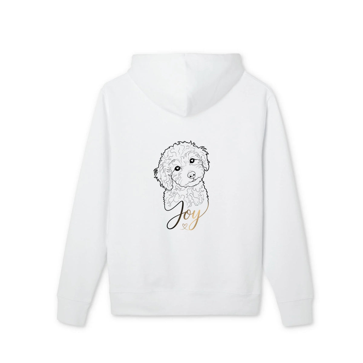 Weißer Premium Hoodie mit Hundemotiv als Line-Art, Geschenk für Hundeliebhaber