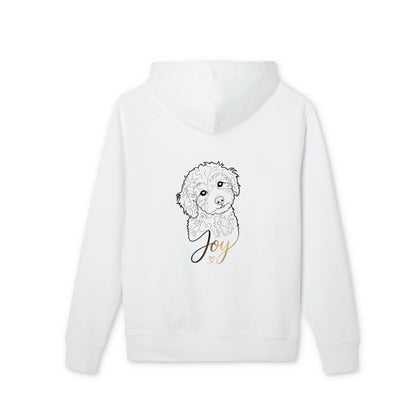 Weißer Premium Hoodie mit Hundemotiv als Line-Art, Geschenk für Hundeliebhaber