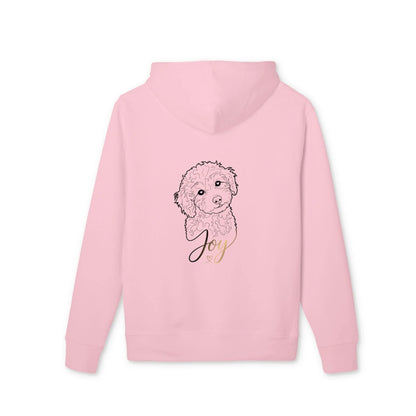 Rosa Premium Hoodie mit Line-Art vom Hund und goldenem Namen