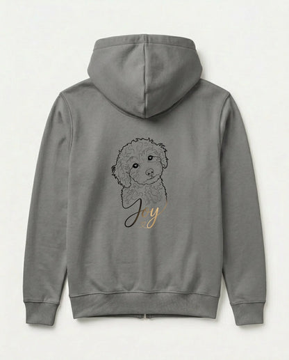 Dunkelgrauer Zipper mit personalisiertem Hundemotiv, Geschenk für Hundebesitzer