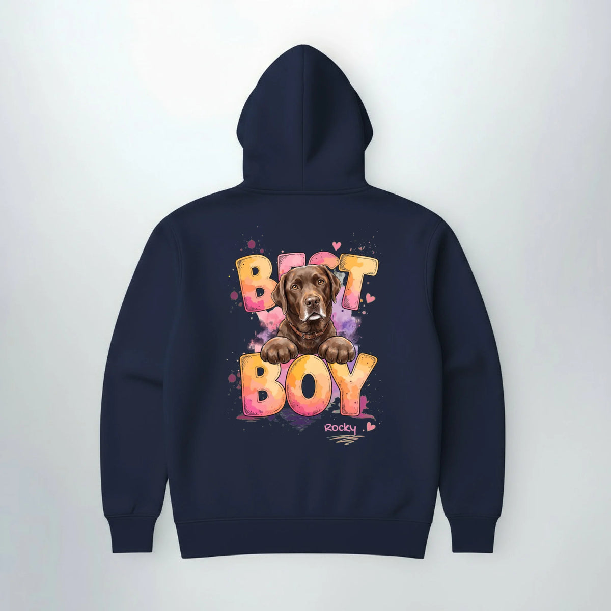Personalisierter Hoodie mit Hund in Navy, Best Boy Motiv | Fellverliebt.store
