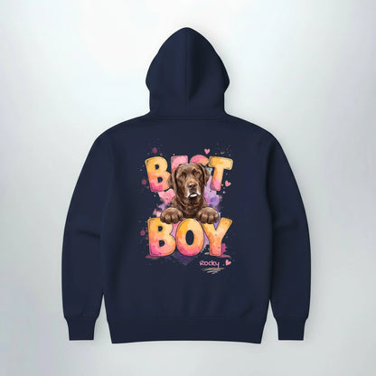 Personalisierter Hoodie mit Hund in Navy, Best Boy Motiv | Fellverliebt.store