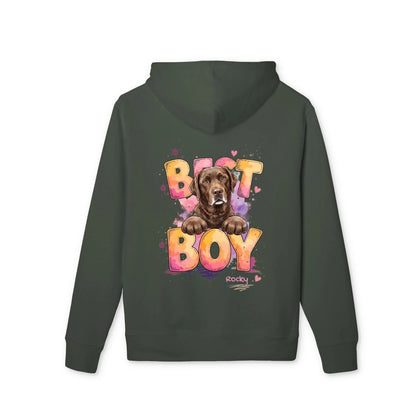 Premium Hoodie mit Hund in Khaki, personalisiertes Hundemotiv | Fellverliebt.store