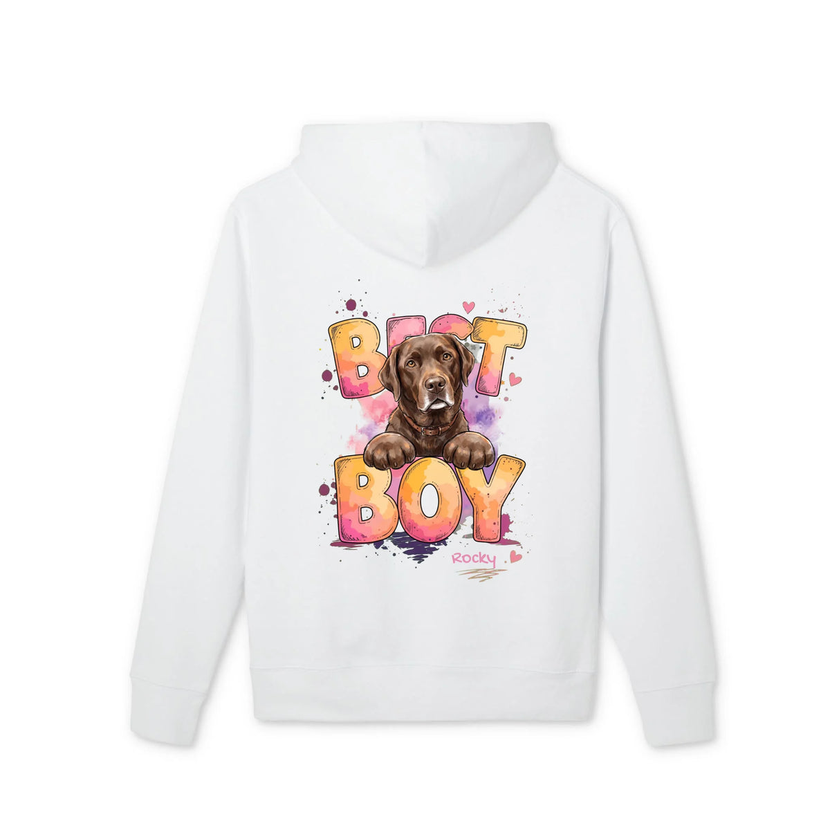 Premium Hoodie mit Hund in Weiß, Best Boy Motiv | Fellverliebt.store
