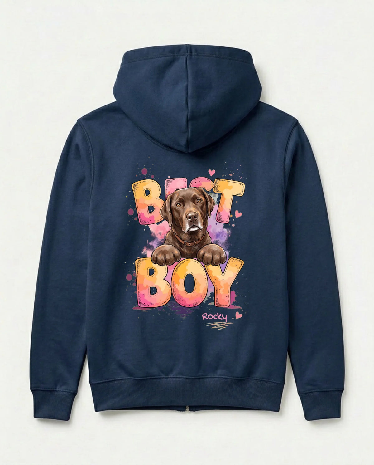Personalisierter Zipper mit Hund in Navy, Hundemotiv | Fellverliebt.store