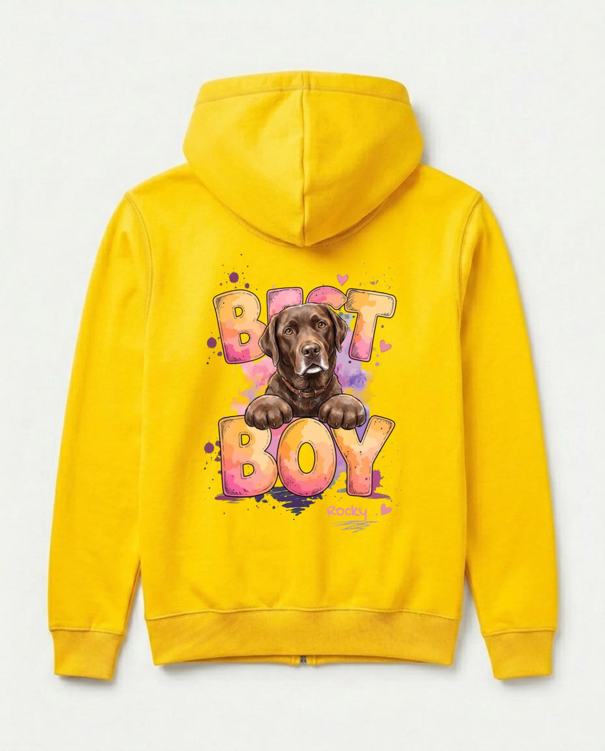 Personalisierter Zipper mit Hund in Gelb, Best Boy Motiv | Fellverliebt.store