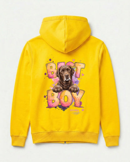 Personalisierter Zipper mit Hund in Gelb, Best Boy Motiv | Fellverliebt.store