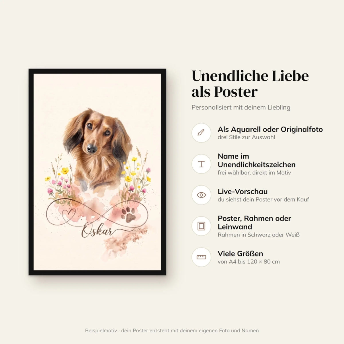 Poster Unendliche Liebe: Stile, Name und Größen auf einen Blick