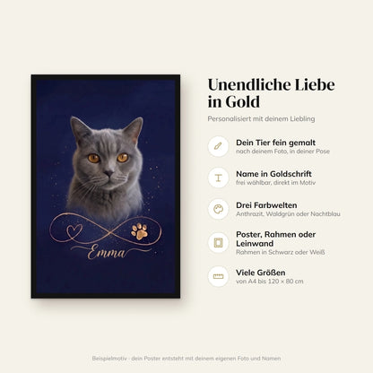 Poster Unendliche Liebe Gold: Farbwelten, Name und Größen auf einen Blick
