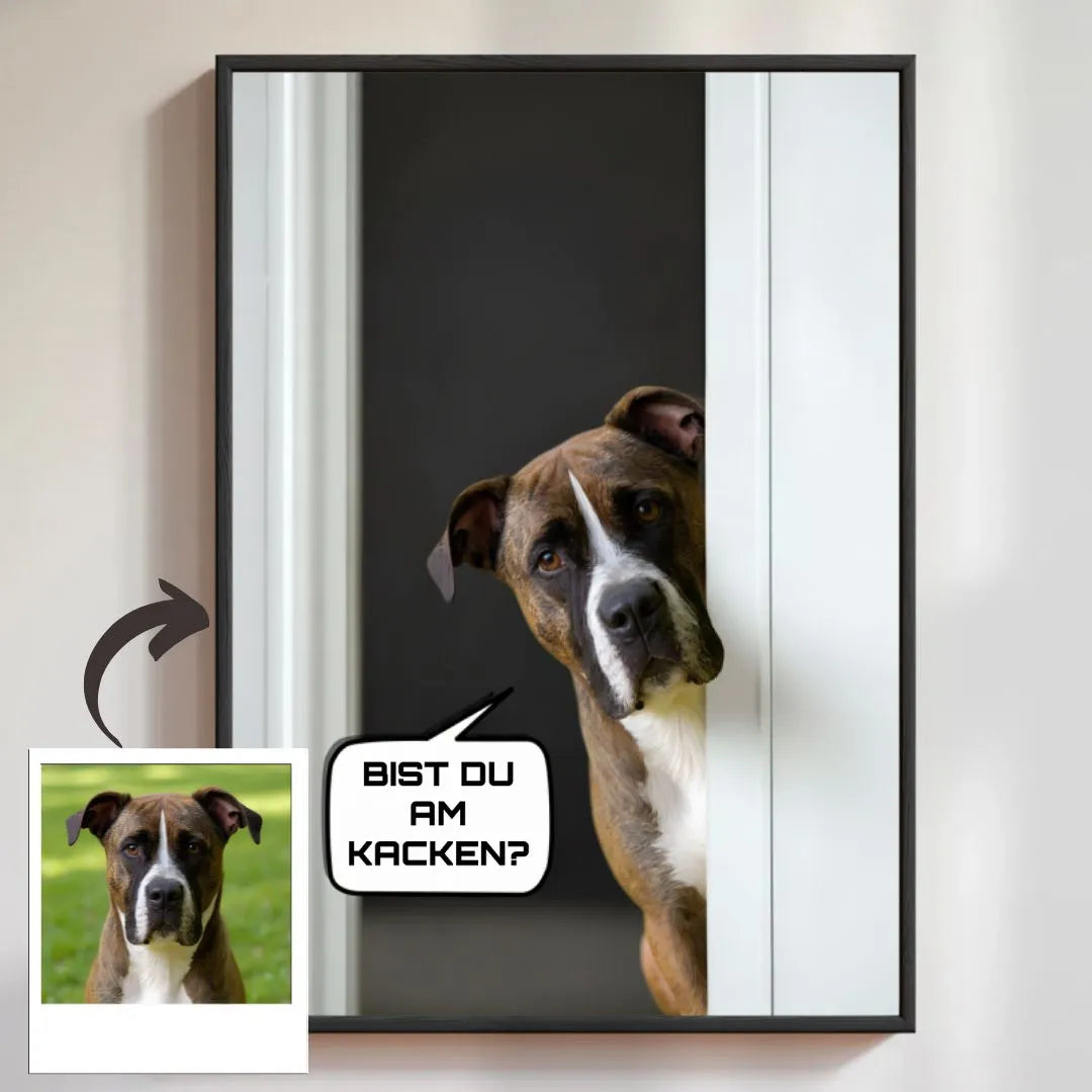 Personalisiertes Poster "ARE YOU POOPING?" mit einem Hund, ideales Geschenk für Haustierbesitzer.