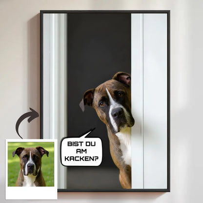 Personalisiertes Poster "ARE YOU POOPING?" mit einem Hund, ideales Geschenk für Haustierbesitzer.