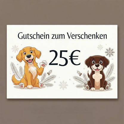 Der Fellverliebt-Gutschein – Das perfekte Geschenk für jeden Tierfreund mit zwei süßen Hundemotiven.