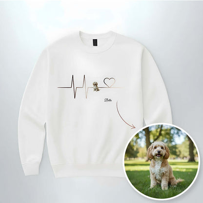 Personalisierter Sweater Herzschlag Haustier mit Foto und Name